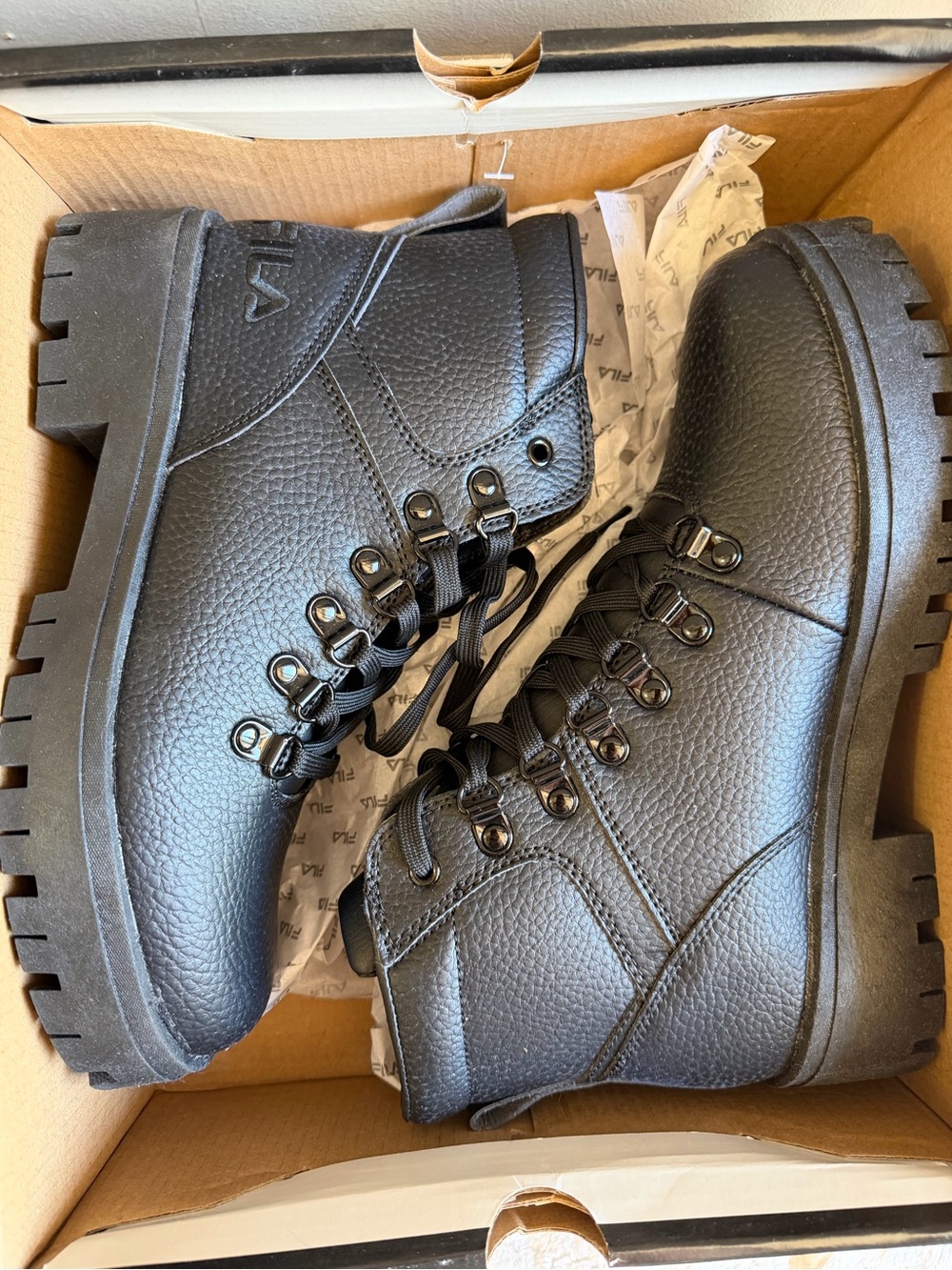 Fila Women's Black Combat Boots NEW IN THE BOX